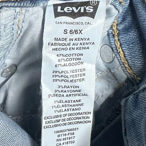 LEVI'S 726 Flare Jeans Mid Rise Slim Fit Light Wash Light Blue Denim Kids Sz 6 - Picture 8 of 10